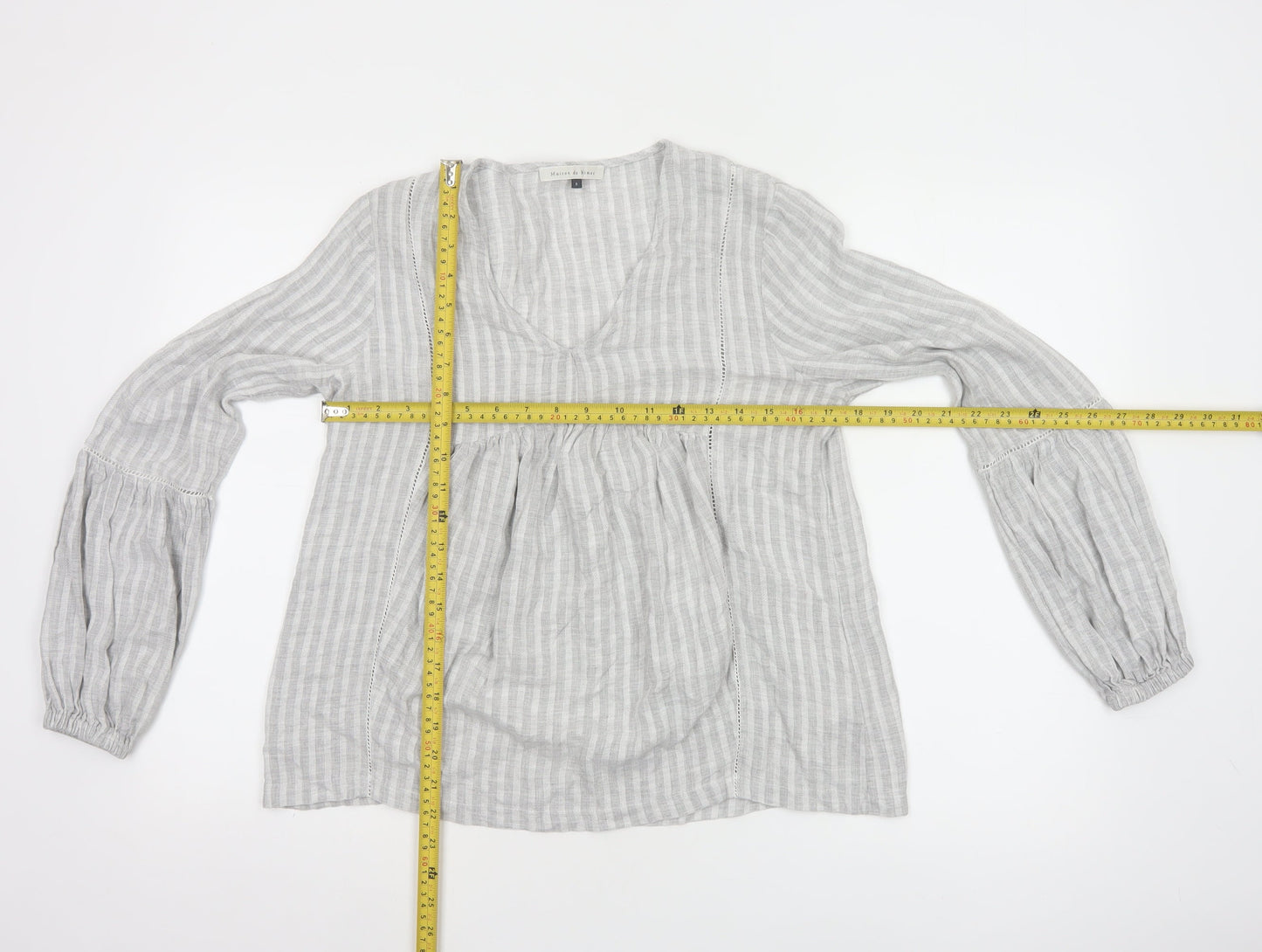 Maison de Nimes Women’s Grey Check Tunic Blouse Size 8