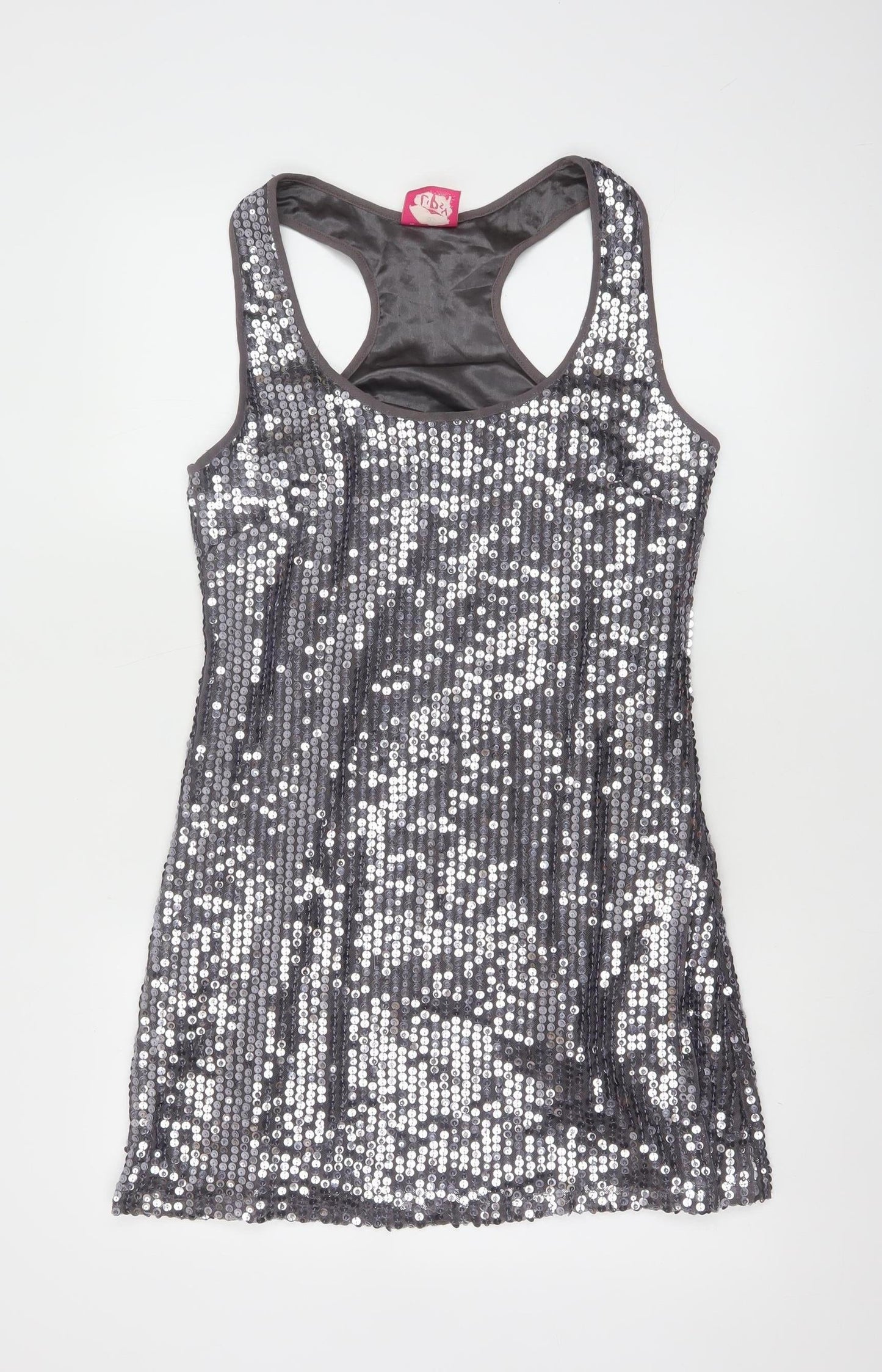 Lipsy Women’s Silver Sequin Bodycon Sleeveless Short Dress Size 12