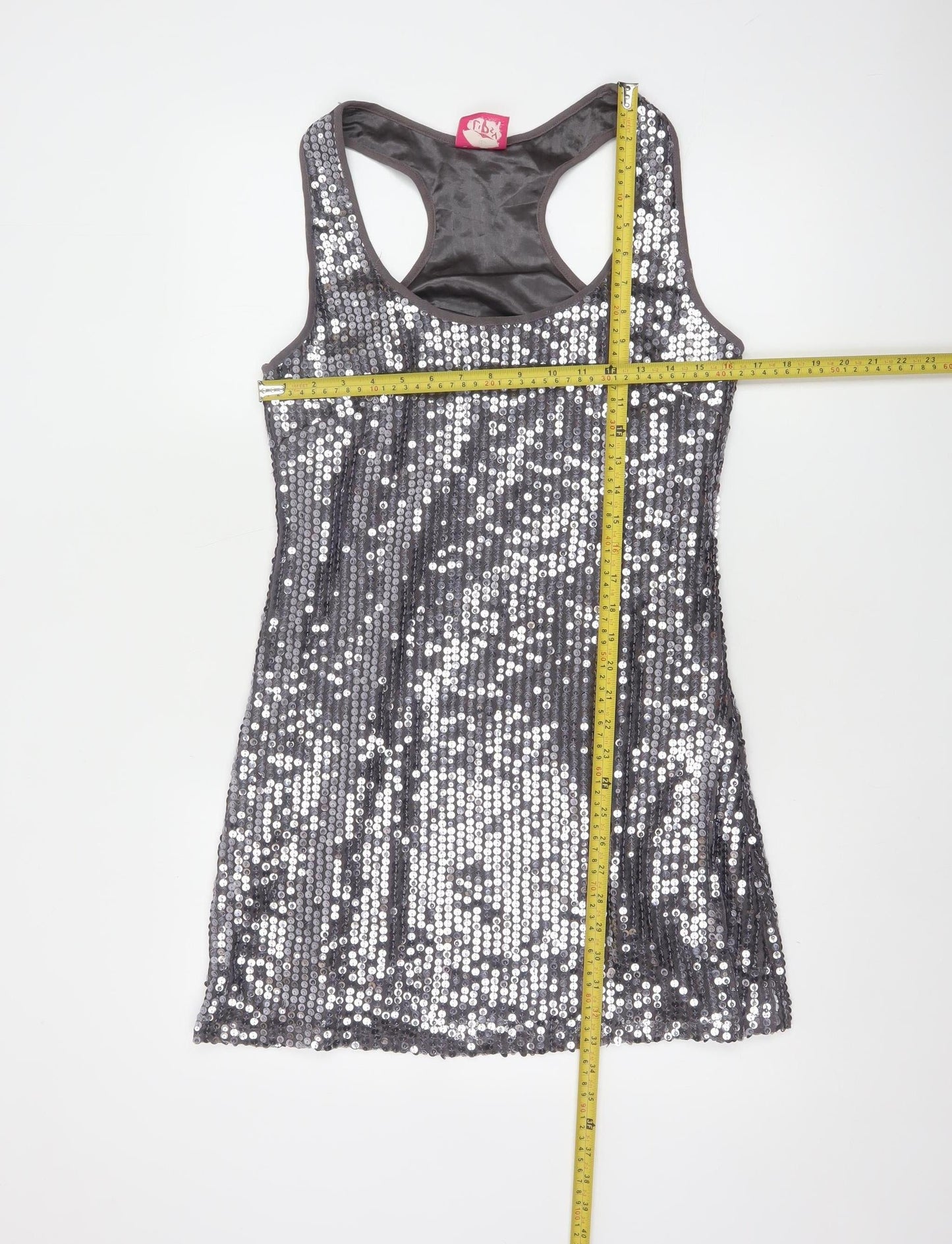Lipsy Women’s Silver Sequin Bodycon Sleeveless Short Dress Size 12