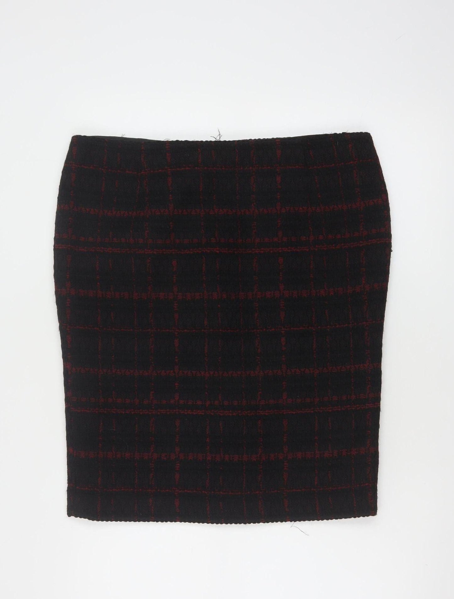 Hobbs Women Black Check Wool Blend Tweed Pencil Skirt UK 16
