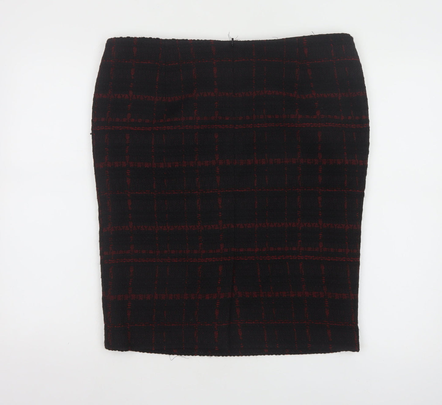 Hobbs Women Black Check Wool Blend Tweed Pencil Skirt UK 16
