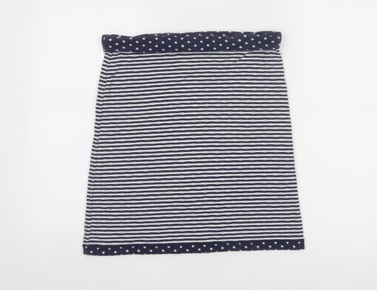 White Stuff Women Blue Striped Cotton Stretch Skirt Size 10