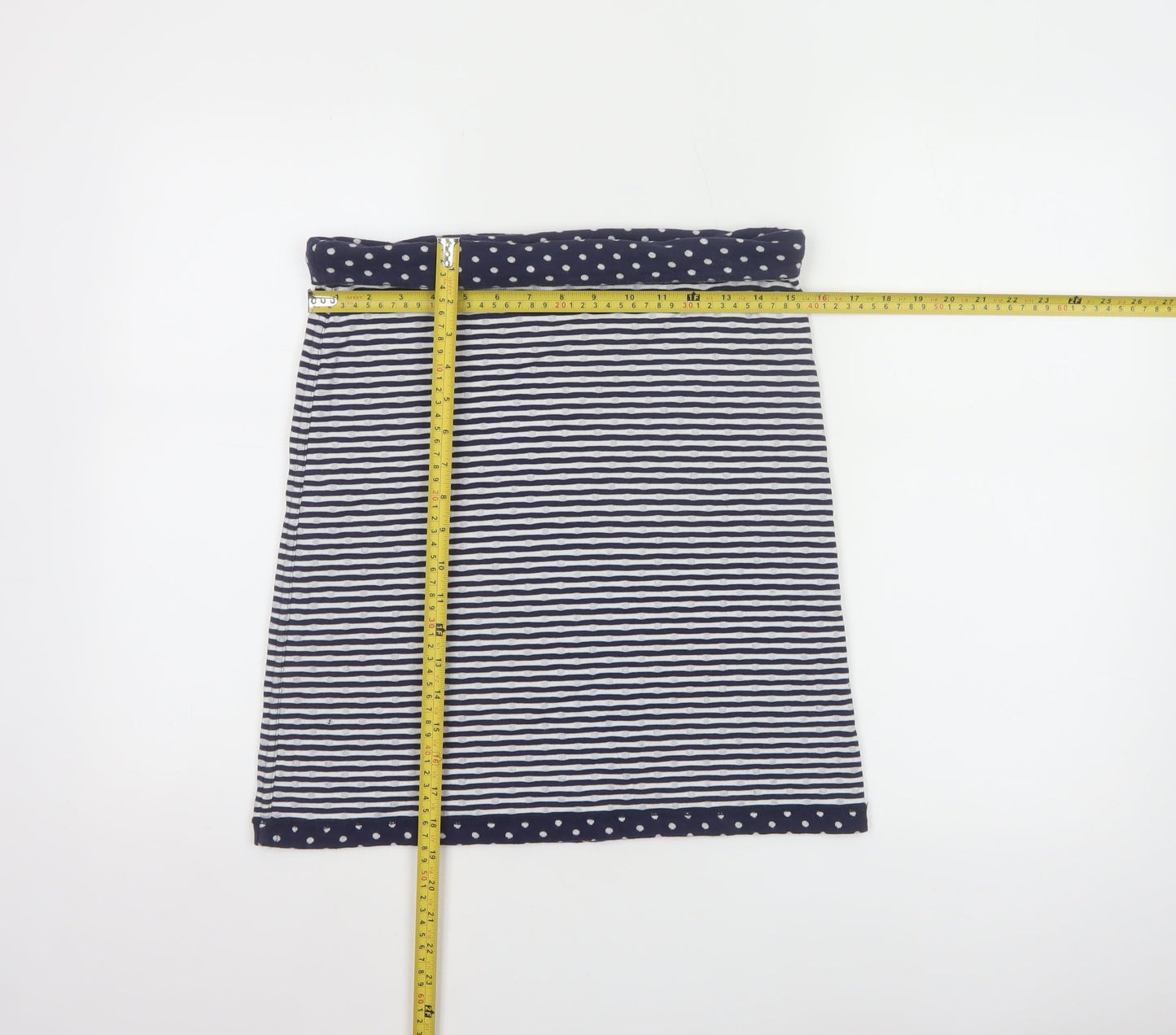White Stuff Women Blue Striped Cotton Stretch Skirt Size 10