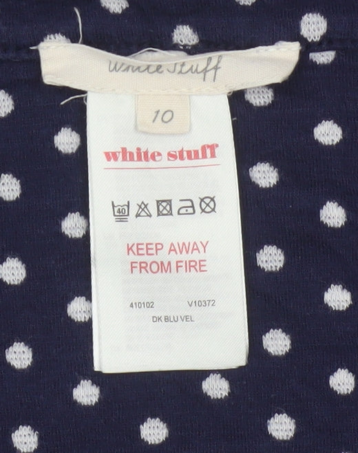 White Stuff Women Blue Striped Cotton Stretch Skirt Size 10