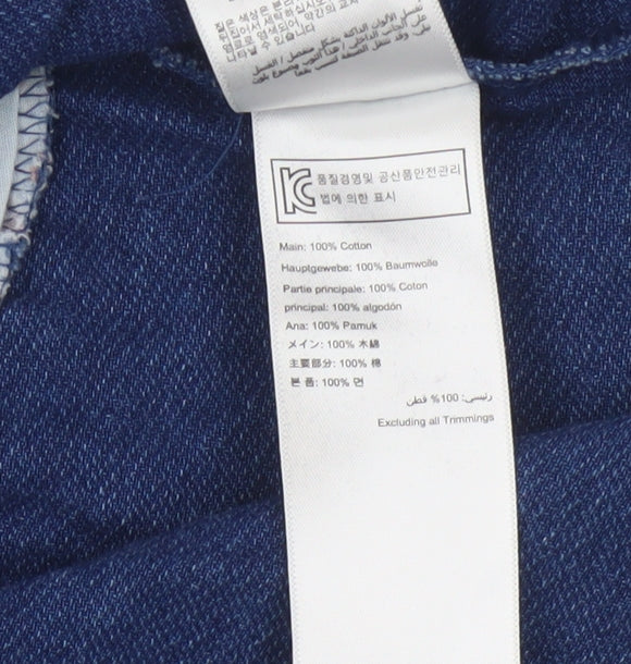 Joules Women Blue Denim A-Line Short Sleeve Knee Length Dress UK 10
