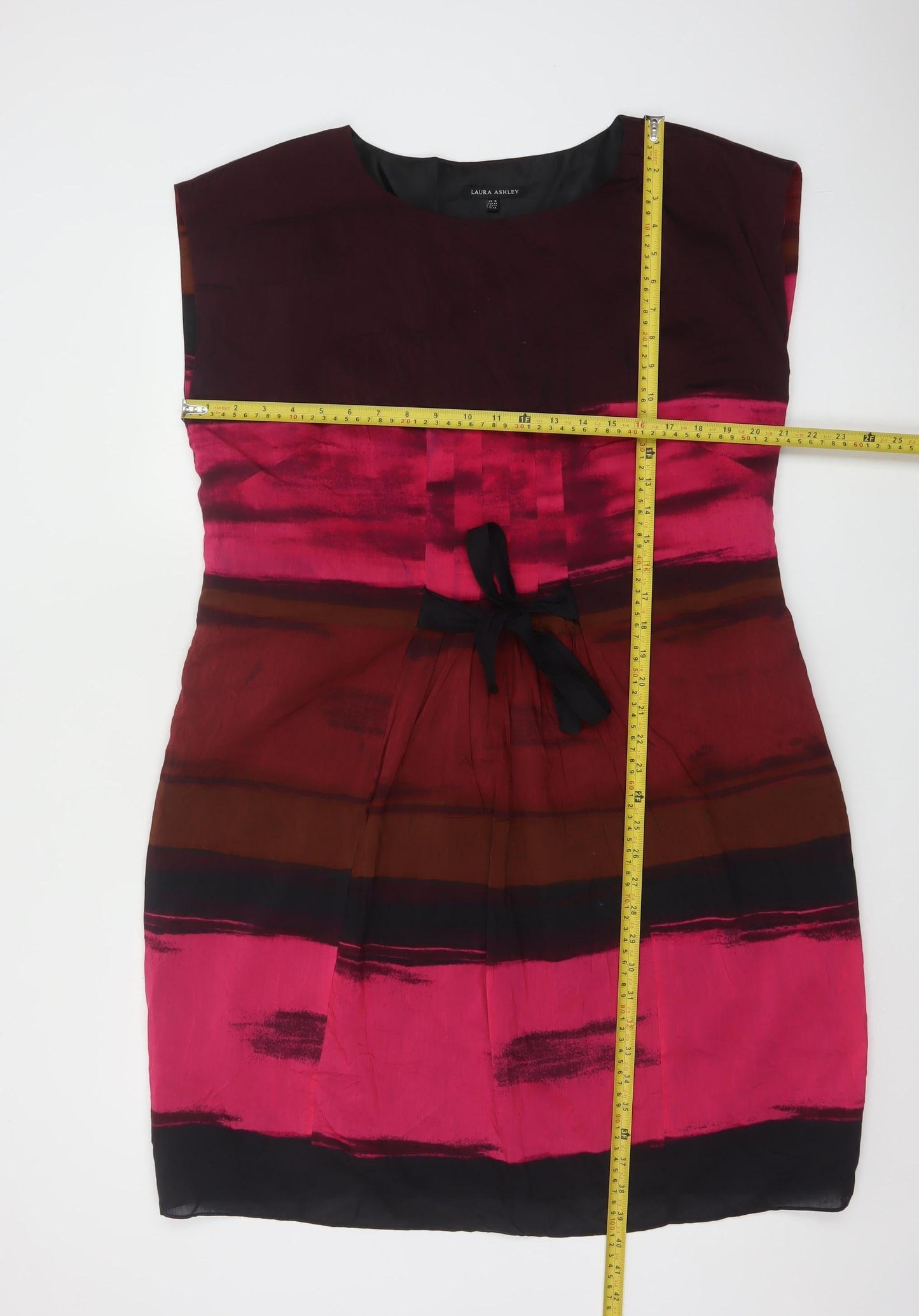 Laura Ashley Women’s Multicoloured Shift Dress UK 18 Silk Cotton Knee Length