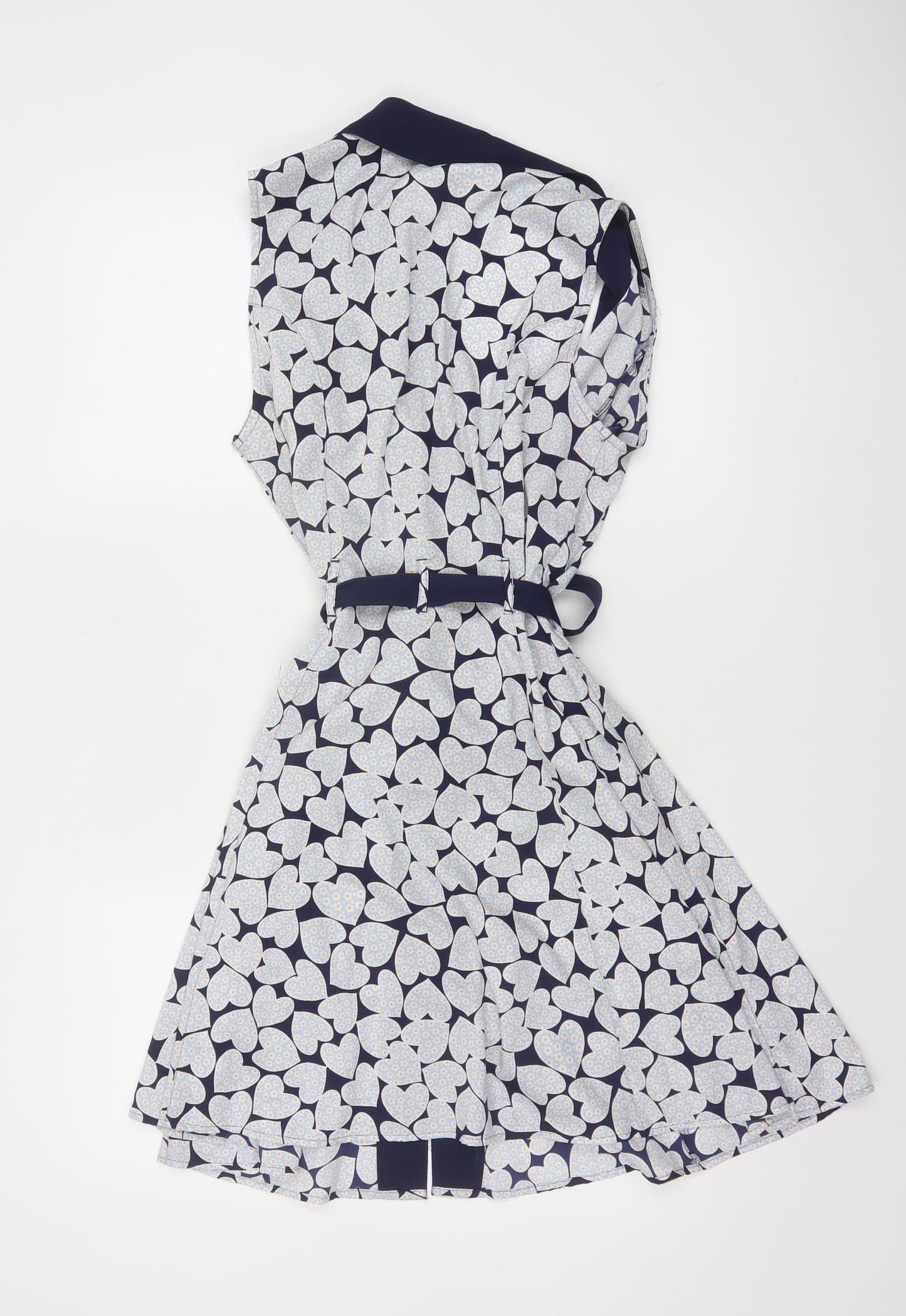 Henry Holland Women's Blue Heart Print Sleeveless Shirt Dress Size 12