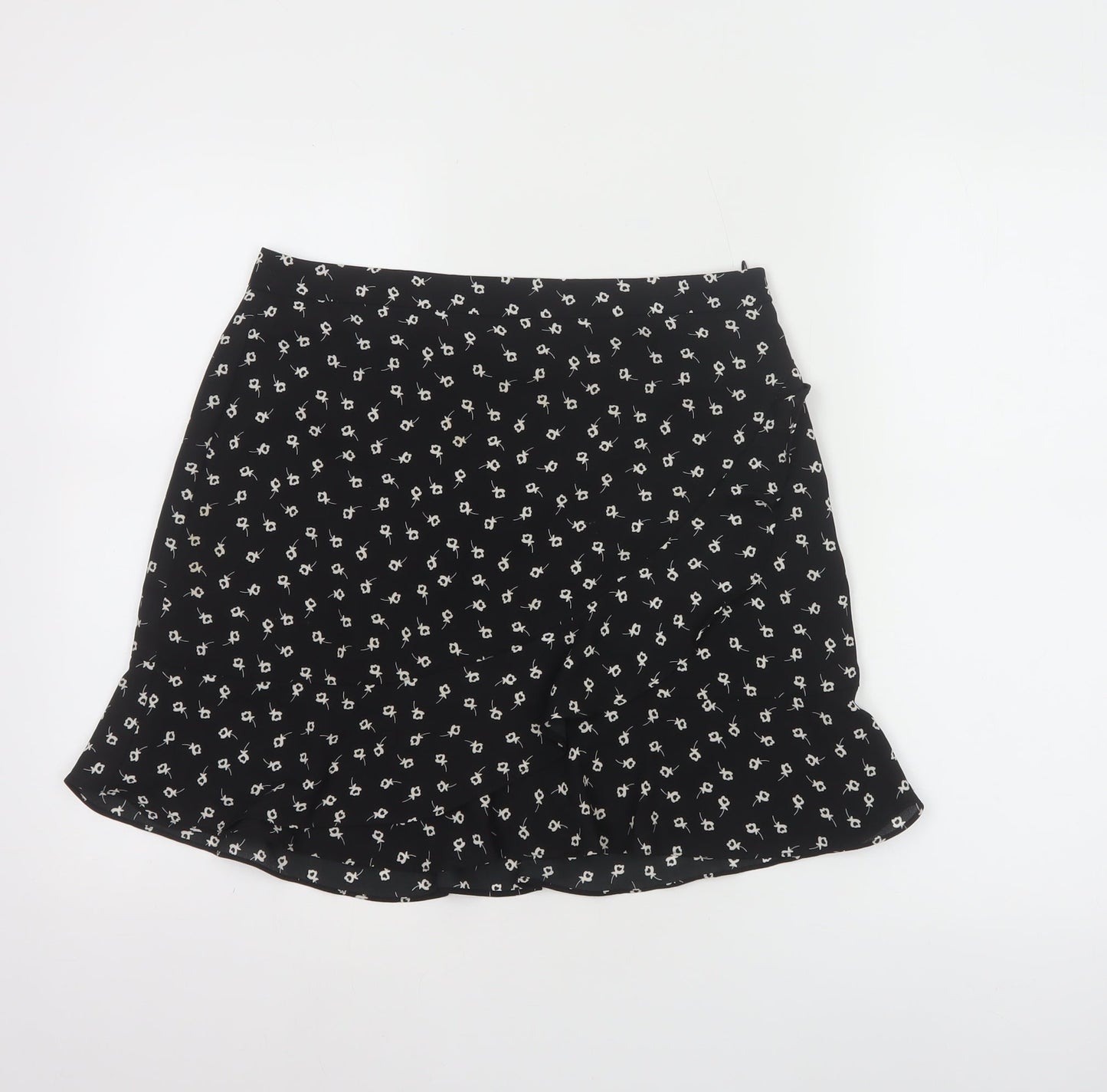 Oasis Women's Black Floral Short A-Line Skirt Size 10