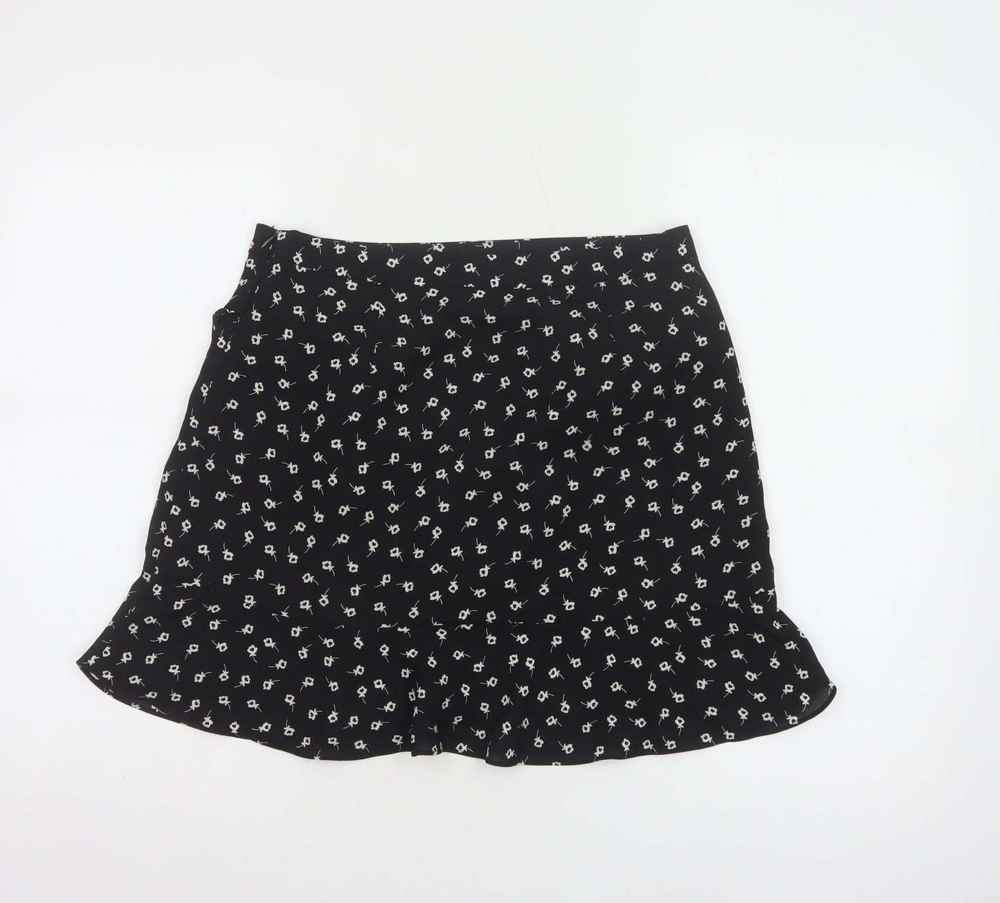 Oasis Women's Black Floral Short A-Line Skirt Size 10