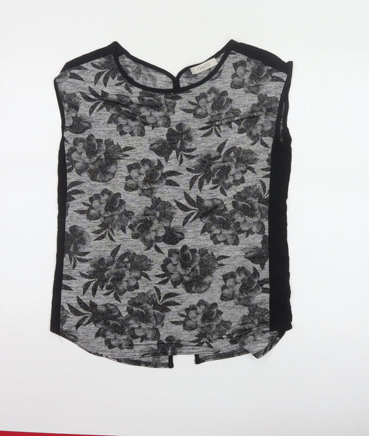 Preloved Oasis Womens Grey Floral Sleeveless Blouse Size S - Front