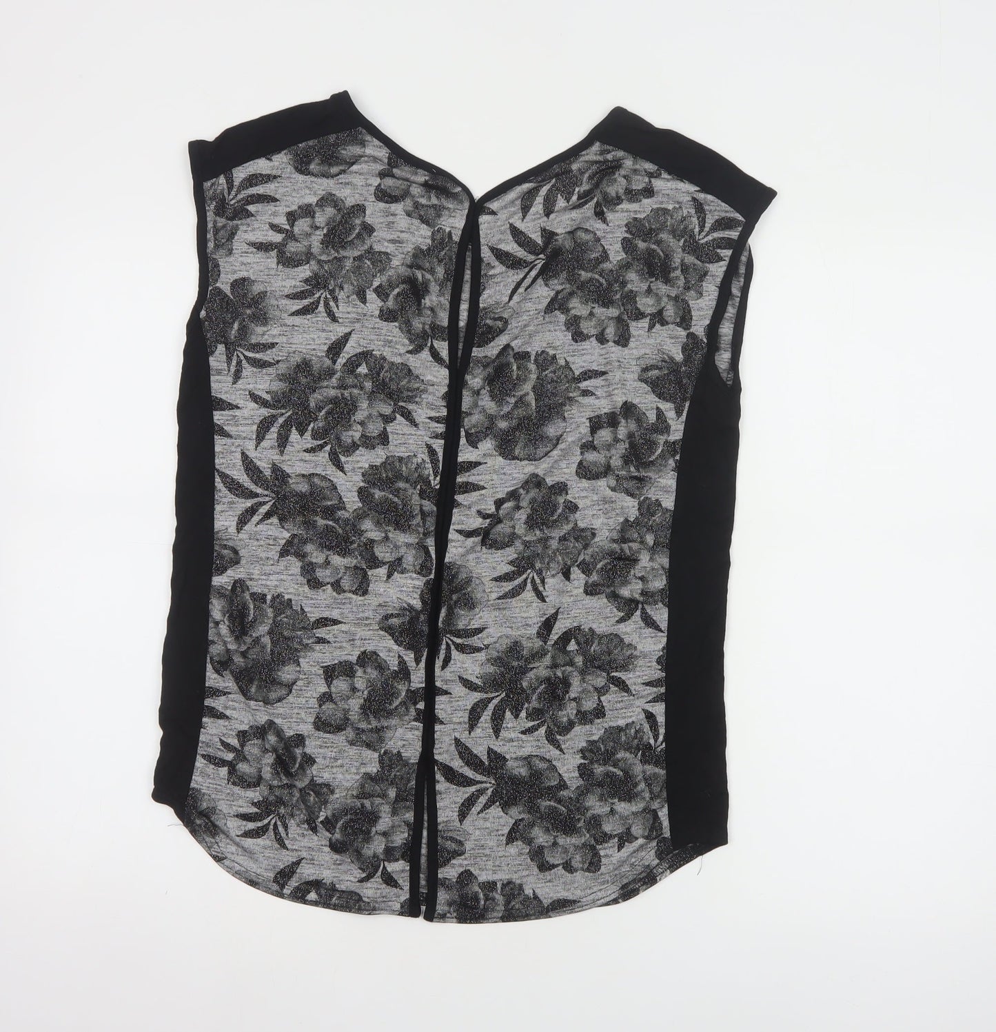 Oasis Womens Grey Floral Sleeveless Blouse Size S