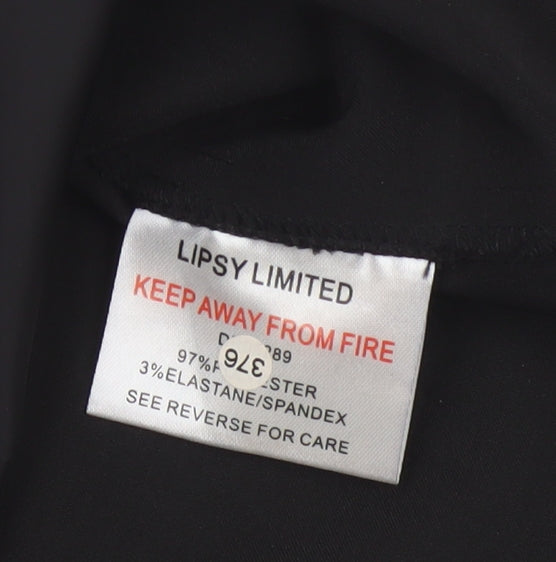 Lipsy Women Black Size 8 Bodycon Satin Flower Detail Party Dress