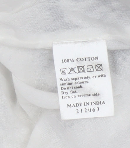Monsoon Women White Embroidered A-Line Cotton Skirt Size 20