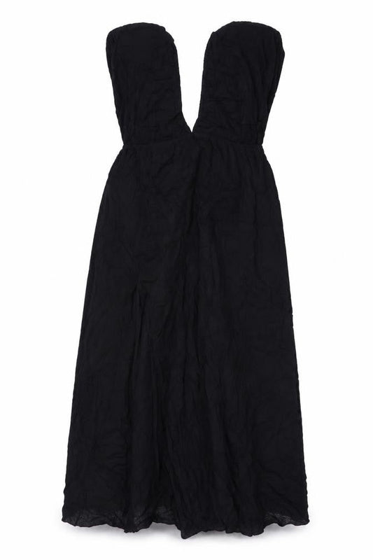 Front view of ASOS DESIGN Women’s Black Viscose Midi A-Line Dress, size UK 16