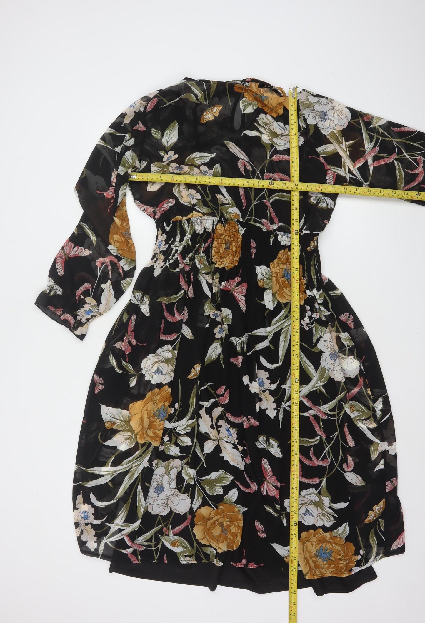 Boohoo Women's Multicoloured Floral Midi A-Line Dress Size 12