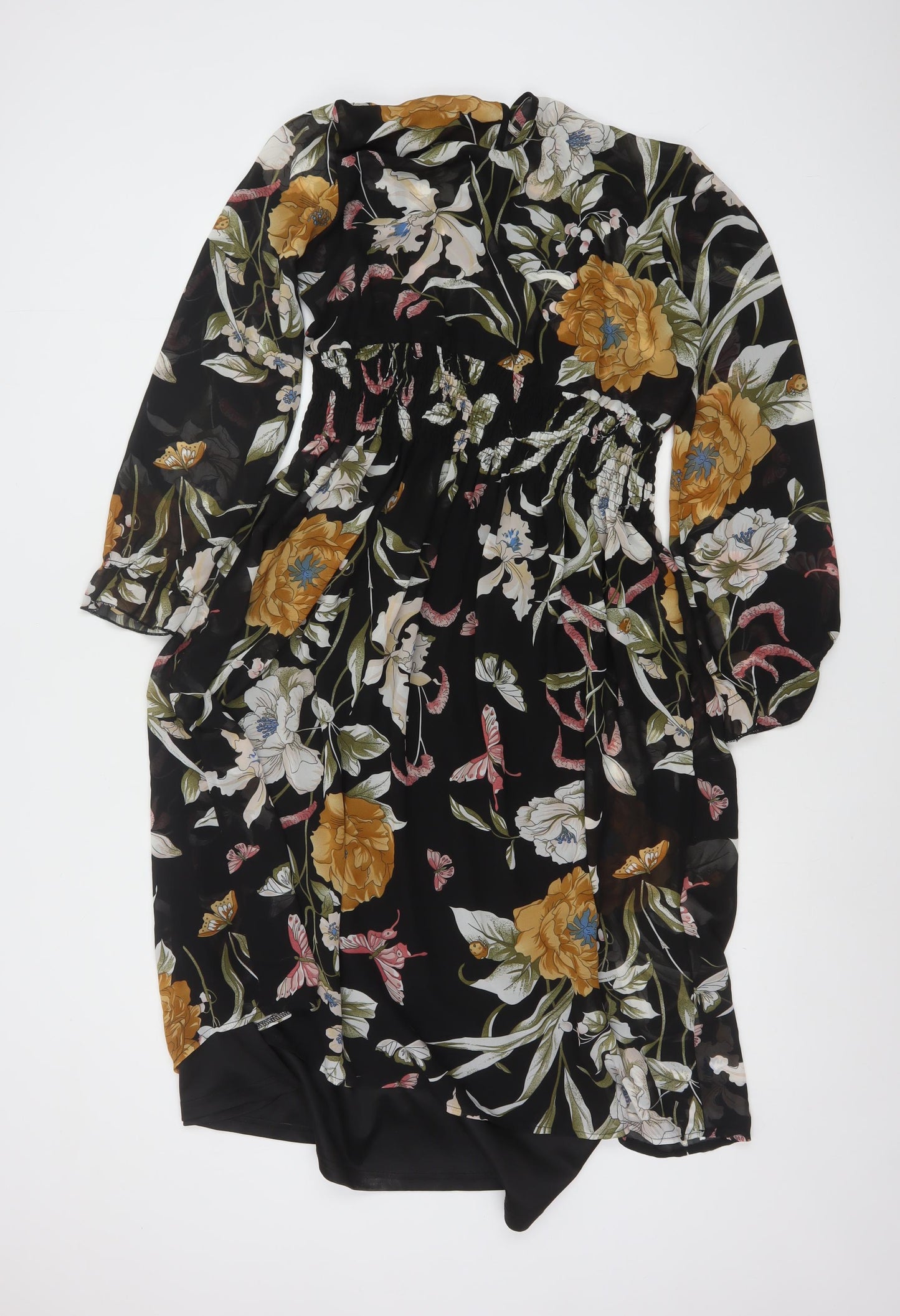 Boohoo Women's Multicoloured Floral Midi A-Line Dress Size 12