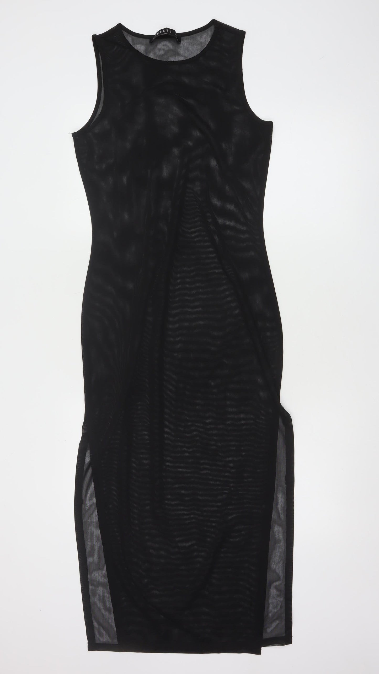 Lioness Women's Black Mesh Sleeveless Bodycon Midi Dress Size M