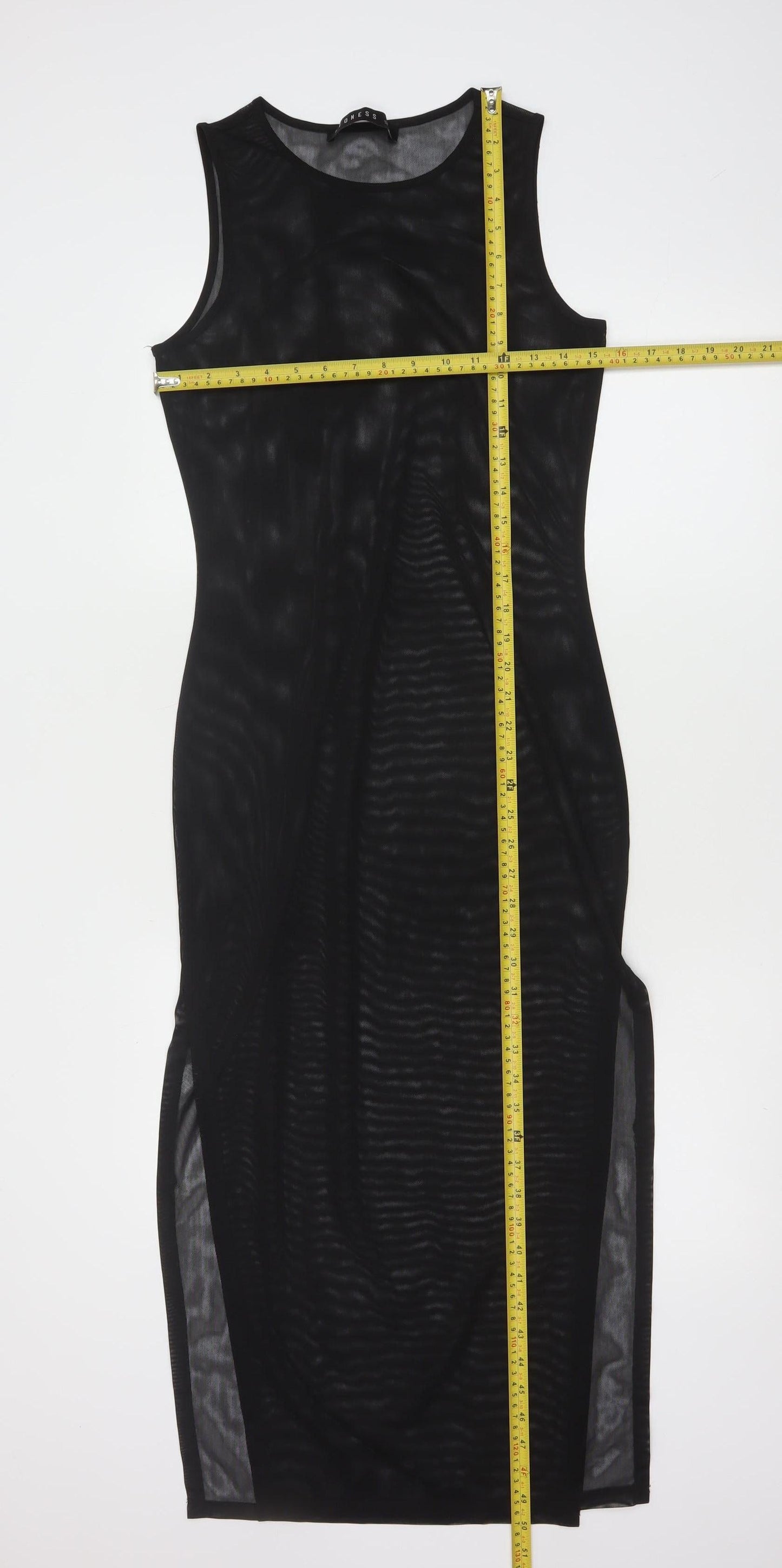 Lioness Women's Black Mesh Sleeveless Bodycon Midi Dress Size M