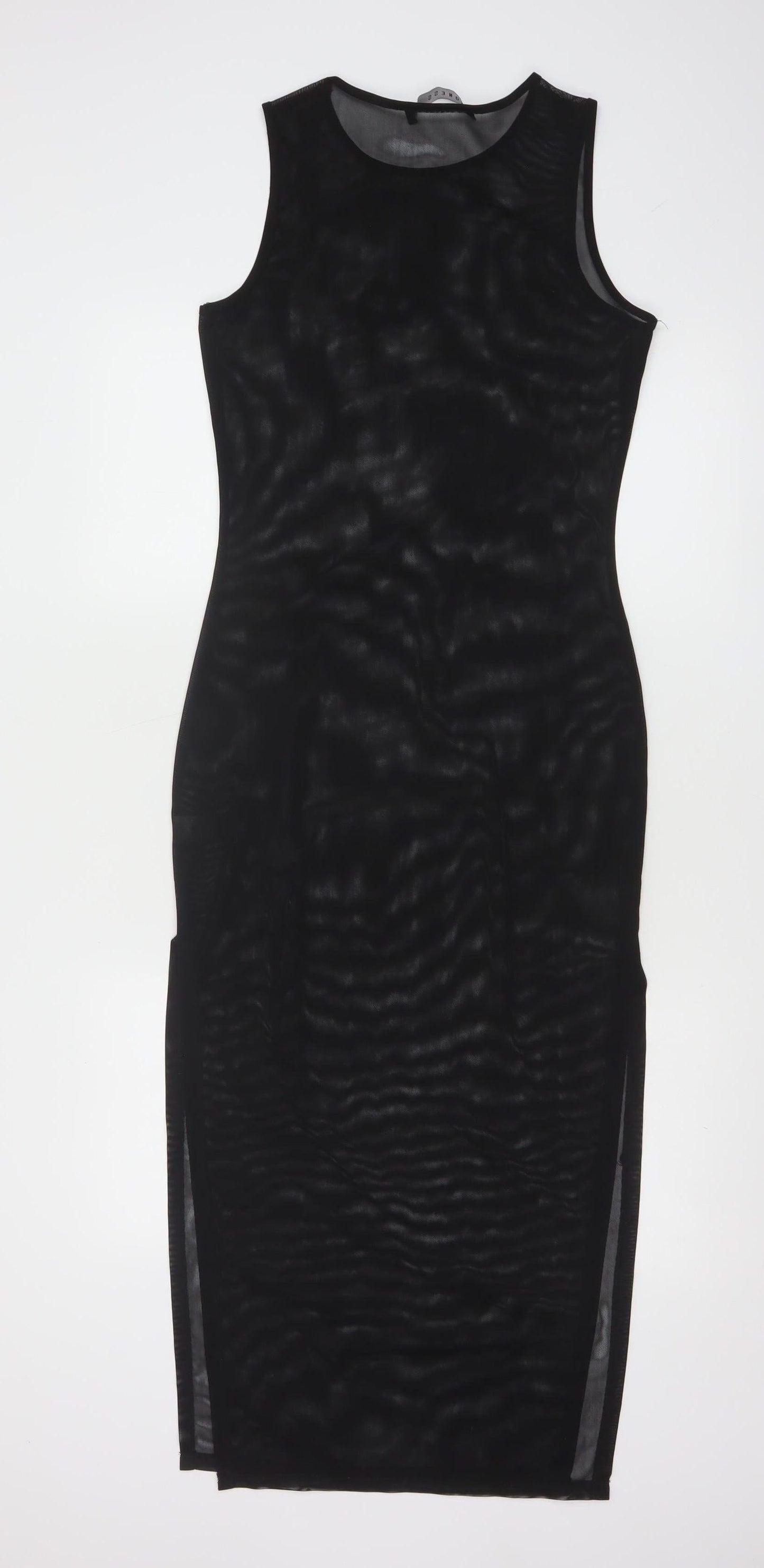 Lioness Women's Black Mesh Sleeveless Bodycon Midi Dress Size M