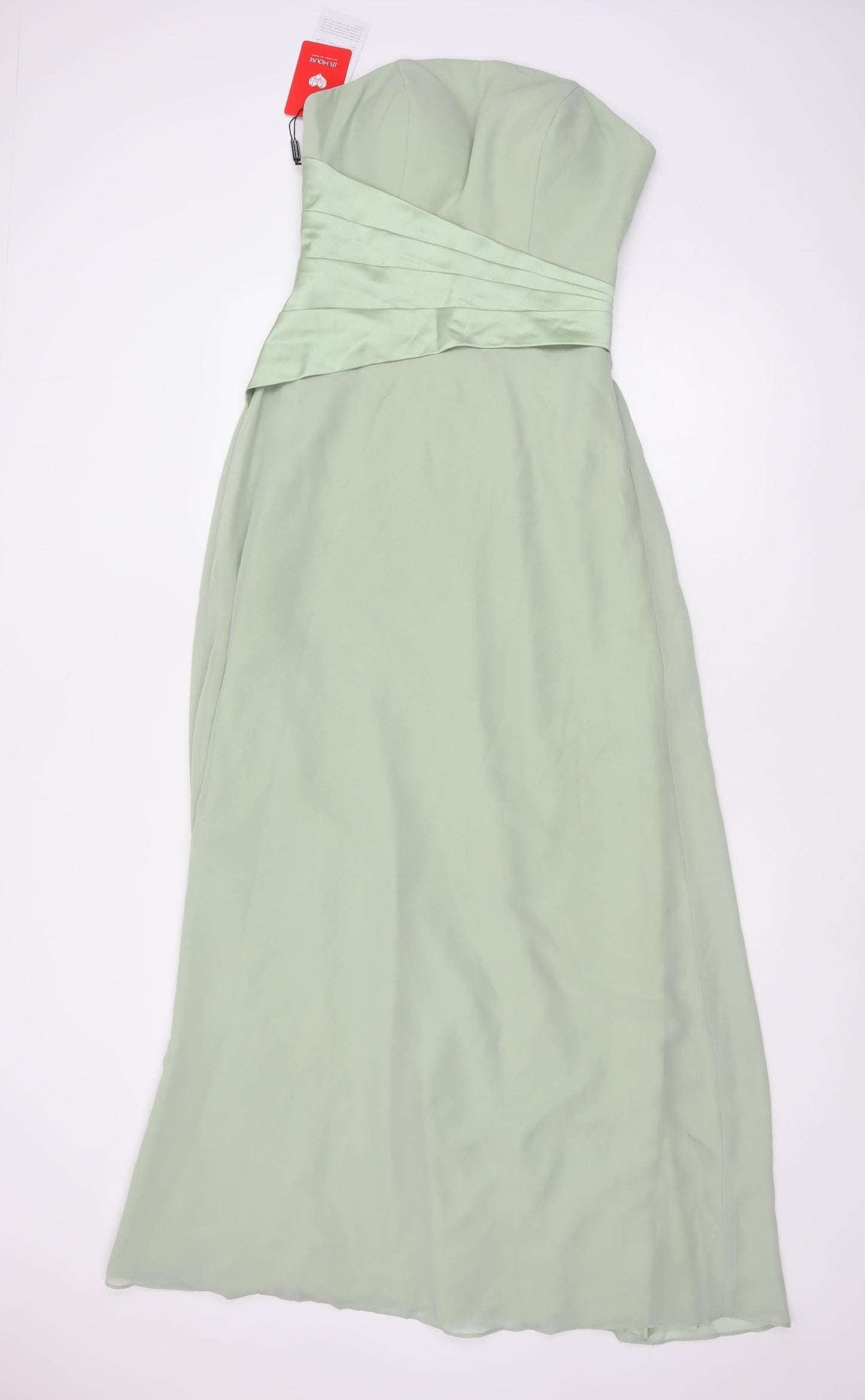 JJ's House Women’s Green A-Line Long Strapless Formal Dress UK 8