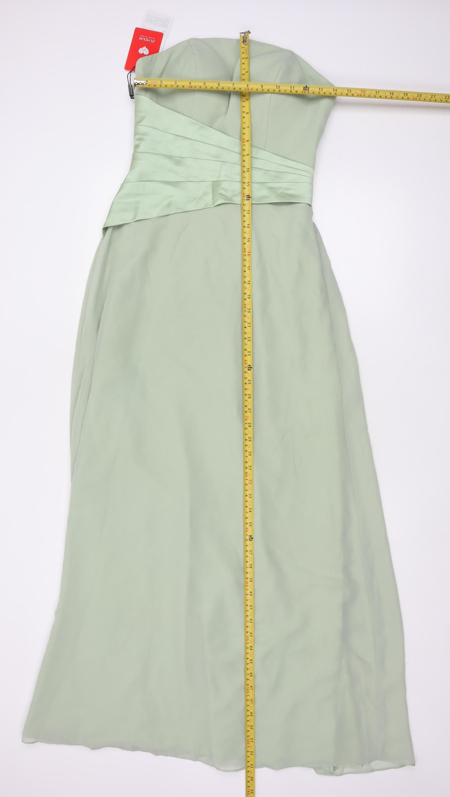 JJ's House Women’s Green A-Line Long Strapless Formal Dress UK 8