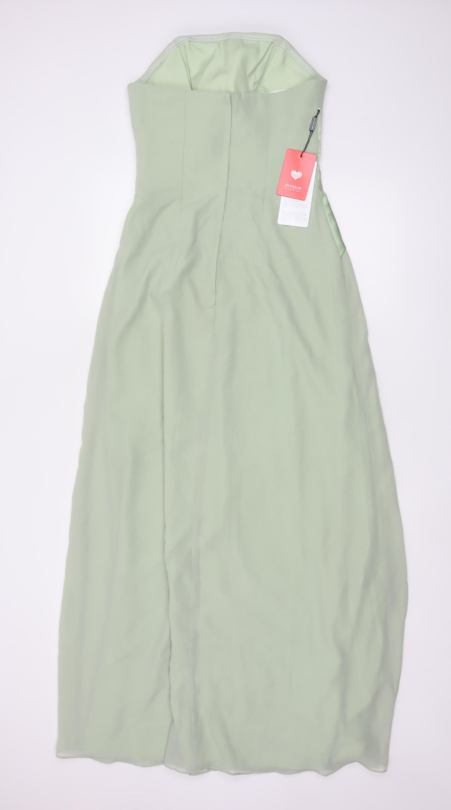 JJ's House Women’s Green A-Line Long Strapless Formal Dress UK 8