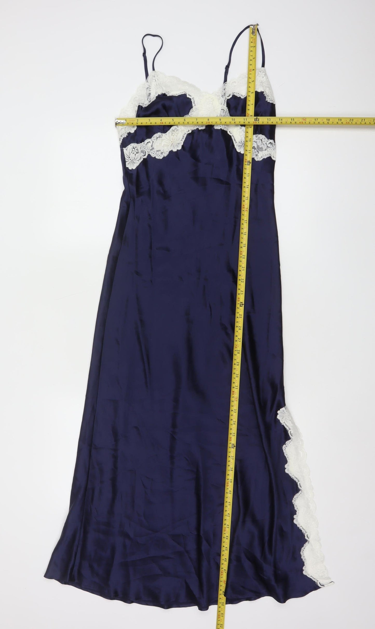 John Lewis Women Navy Blue Silk Lace Chemise Size 10