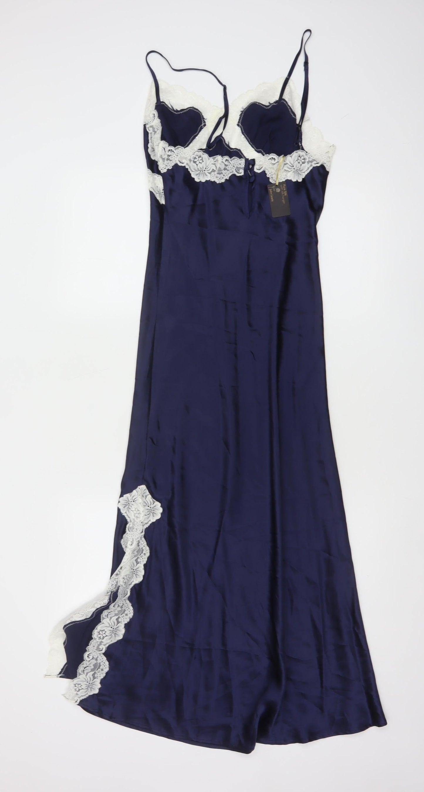 John Lewis Women Navy Blue Silk Lace Chemise Size 10