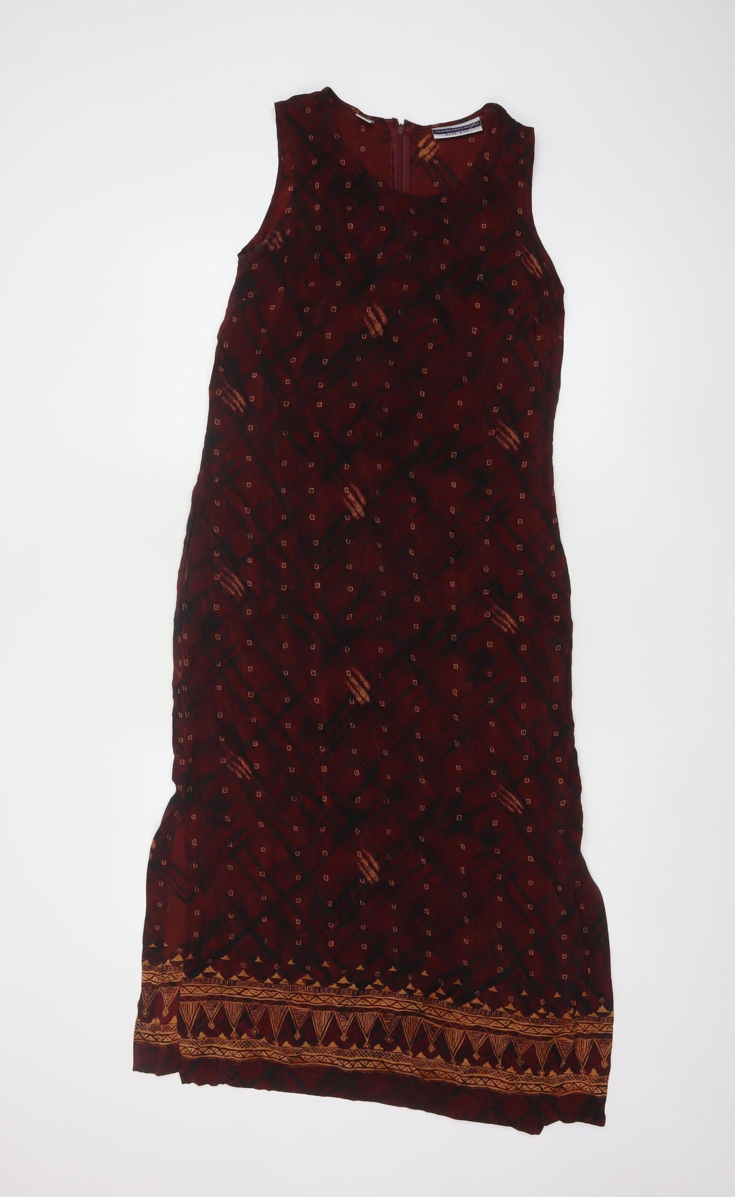 Amanda Smith Petites Brown Silk Sleeveless Shift Dress S