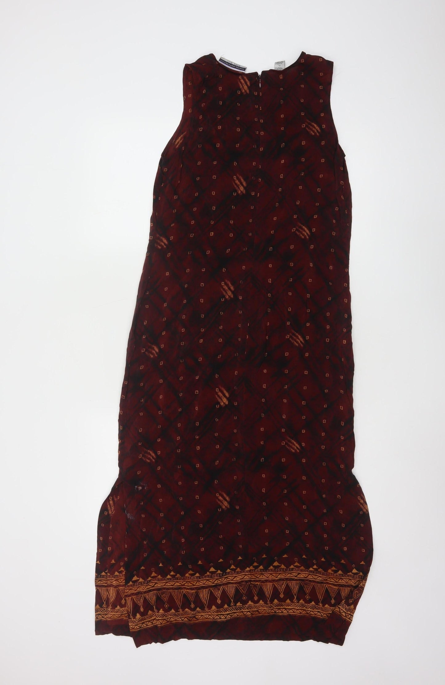 Amanda Smith Petites Brown Silk Sleeveless Shift Dress S