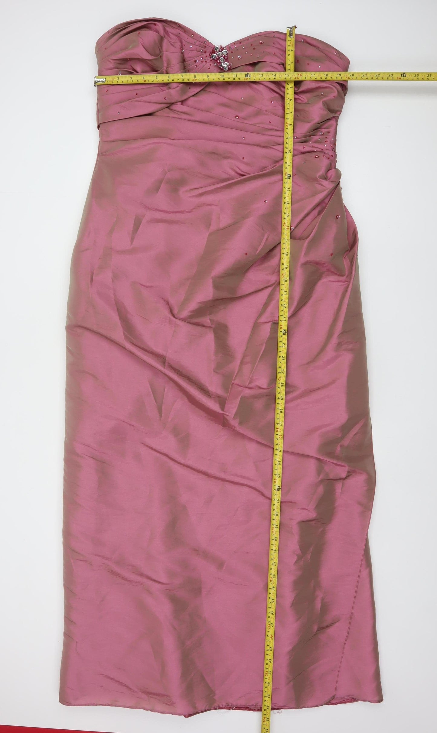 Romantica Women’s Pink Strapless Long Beaded Mermaid Dress Size 22