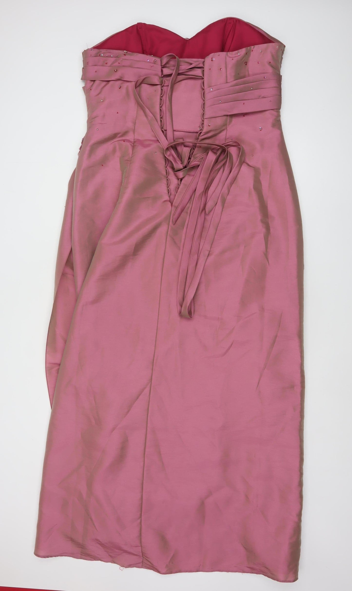 Romantica Women’s Pink Strapless Long Beaded Mermaid Dress Size 22