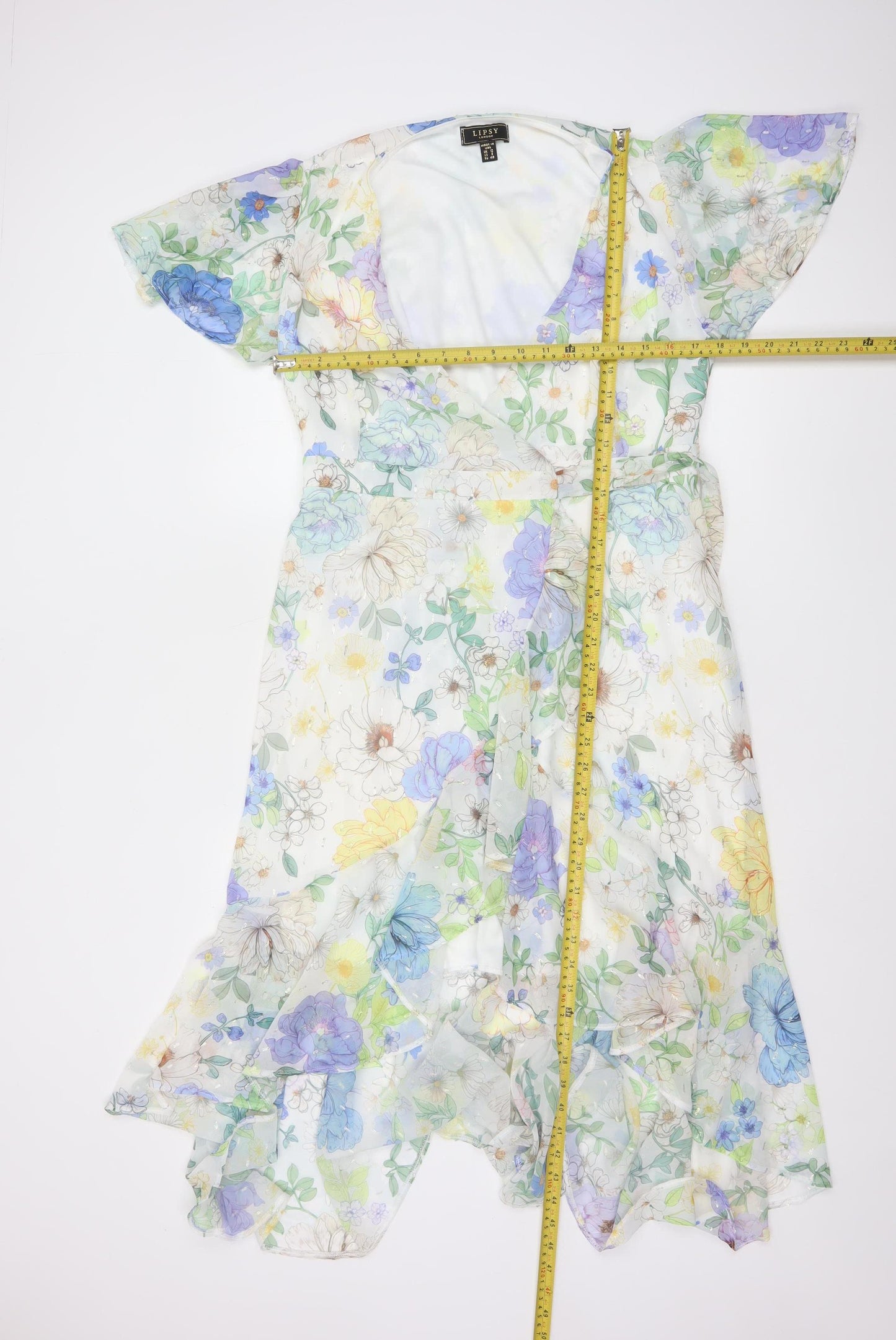 Lipsy Women’s Multicoloured Floral Wrap Midi Dress Size 12