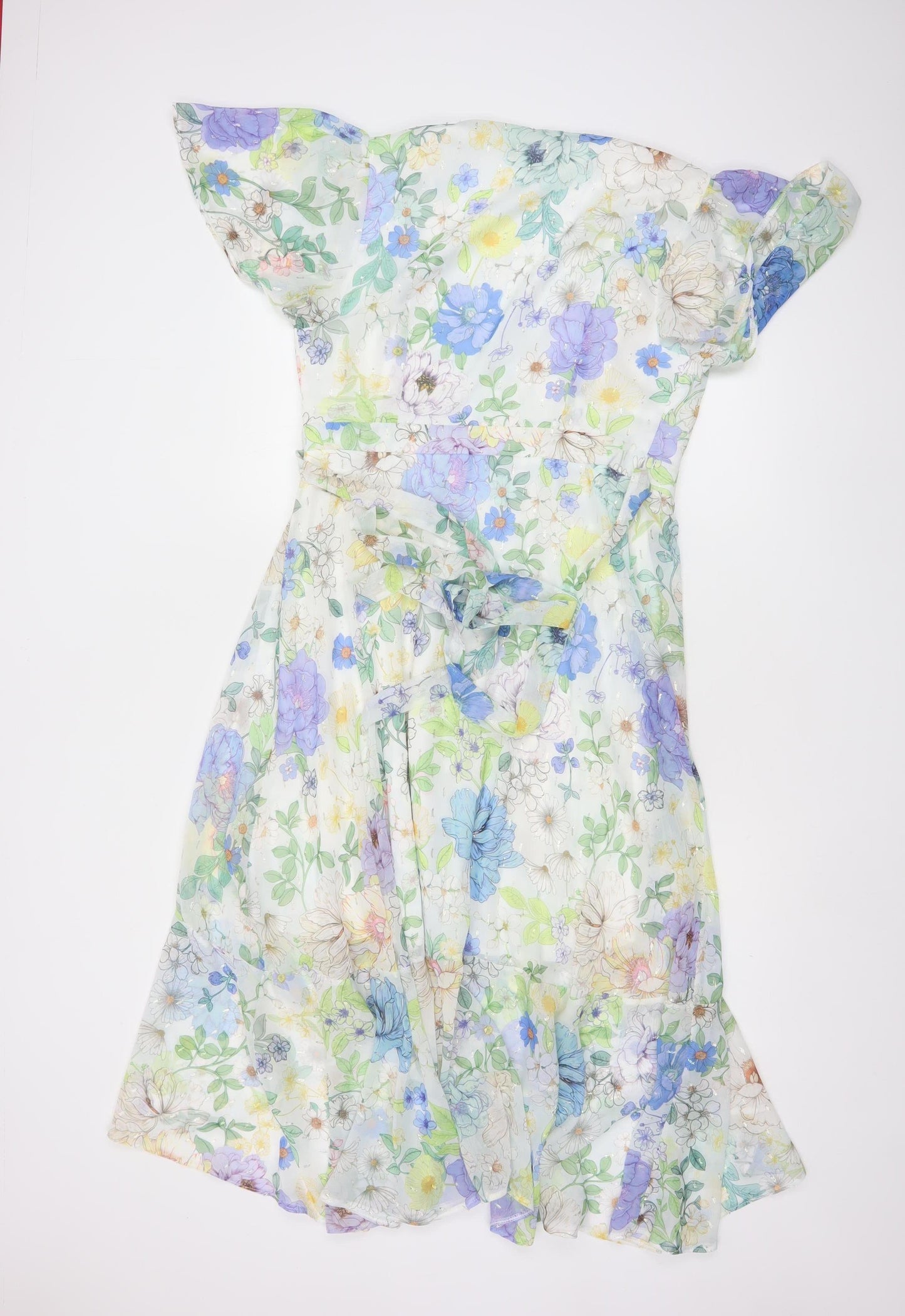 Lipsy Women’s Multicoloured Floral Wrap Midi Dress Size 12