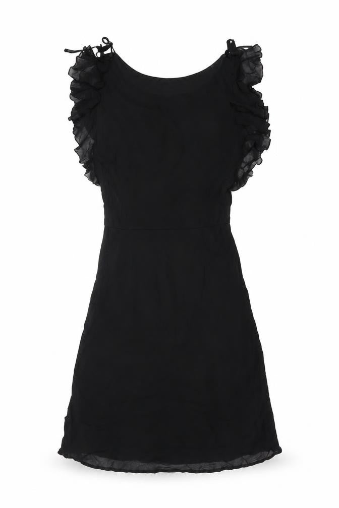 Coast Women’s Black Fit & Flare Ruffle Knee Length Dress Size 10
