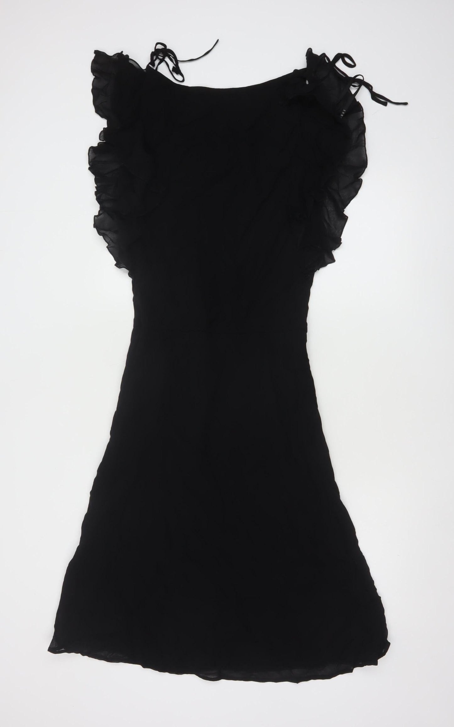 Coast Women’s Black Fit & Flare Ruffle Knee Length Dress Size 10