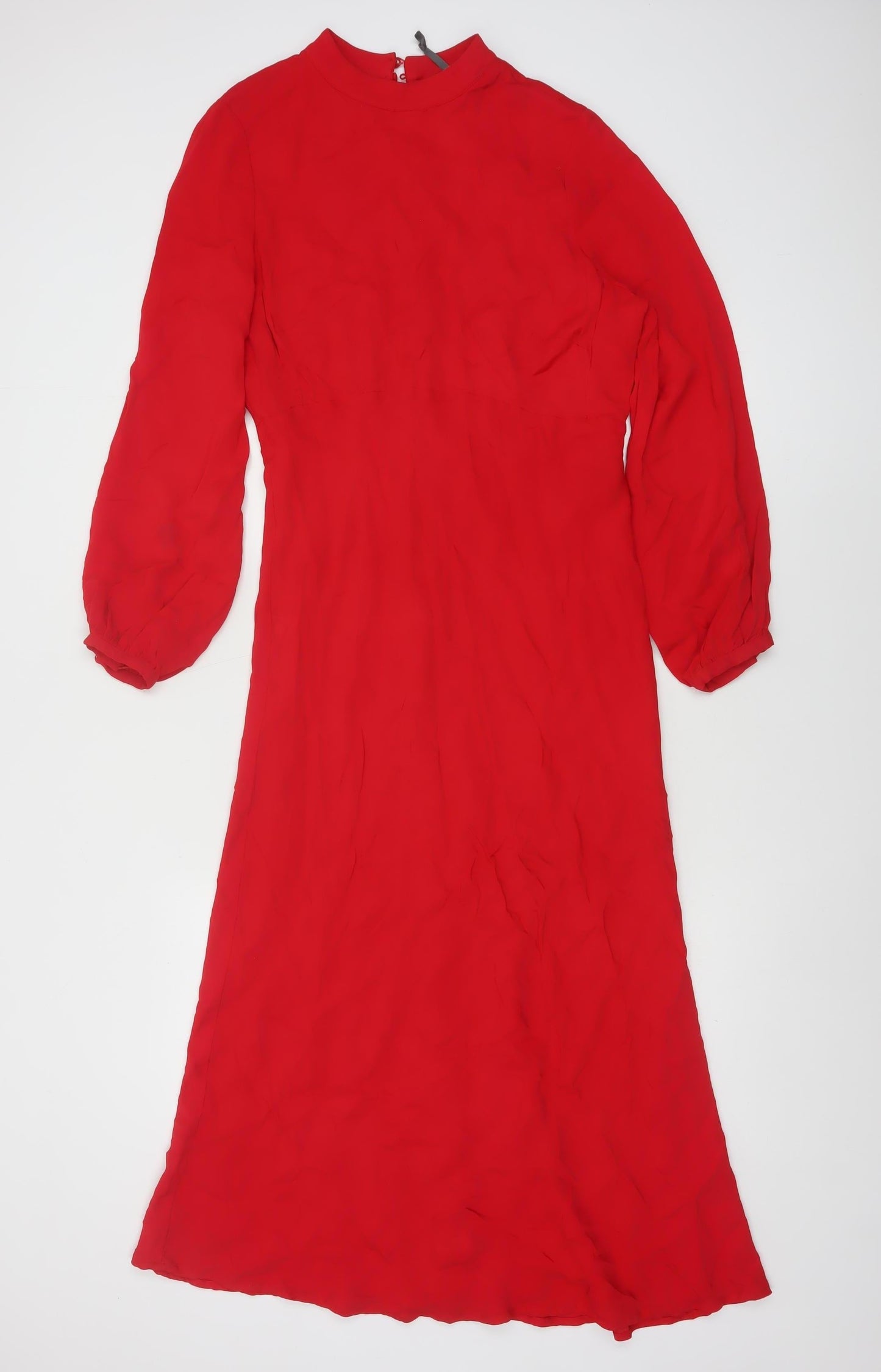 Mint Velvet Women Red Size 12 A-Line Midi Long Sleeve Dress
