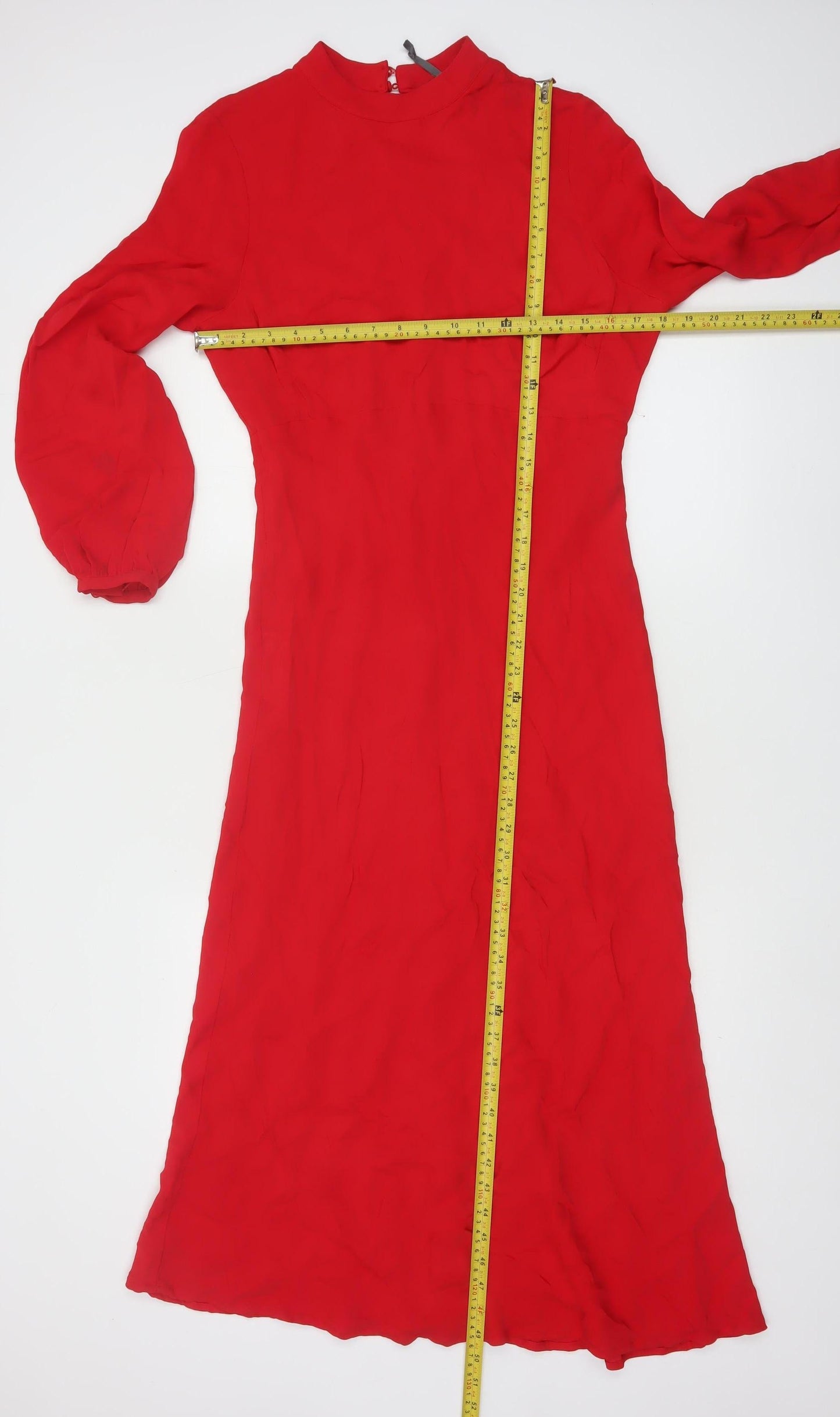 Mint Velvet Women Red Size 12 A-Line Midi Long Sleeve Dress