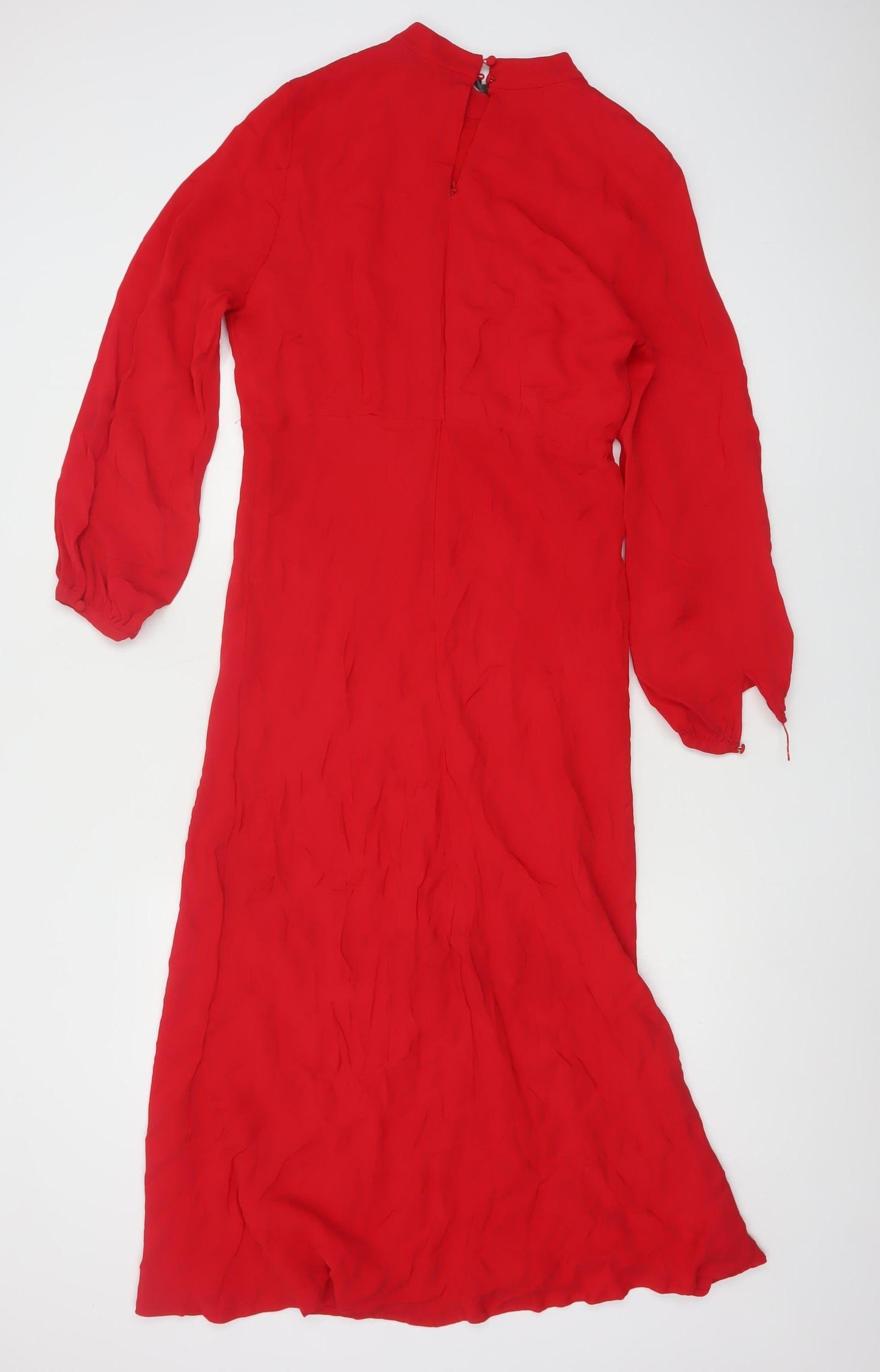 Mint Velvet Women Red Size 12 A-Line Midi Long Sleeve Dress
