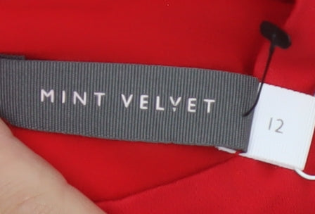 Mint Velvet Women Red Size 12 A-Line Midi Long Sleeve Dress
