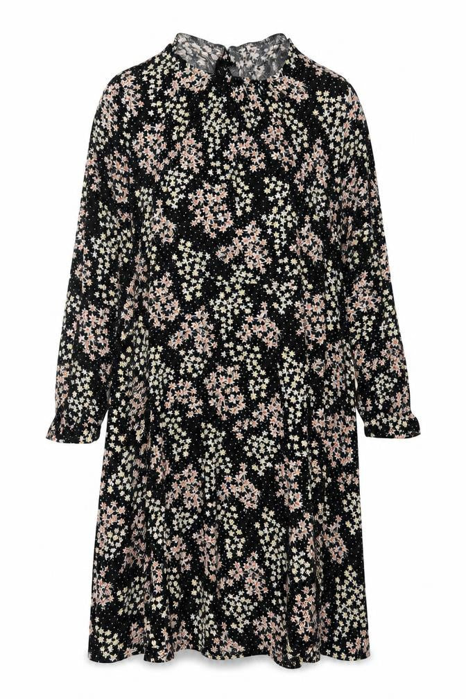 Evans Women’s Plus Size Black Floral Smocked Long Sleeve Dress UK 26/28