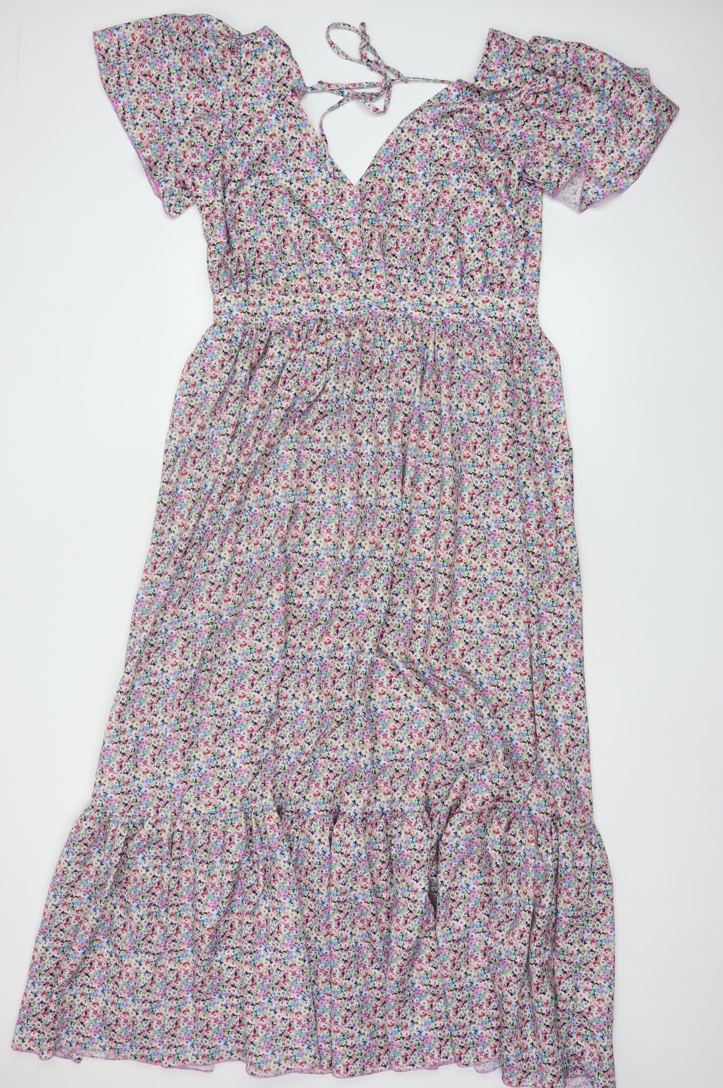 Boohoo Women’s Multicoloured Floral Midi Wrap Dress Size 16