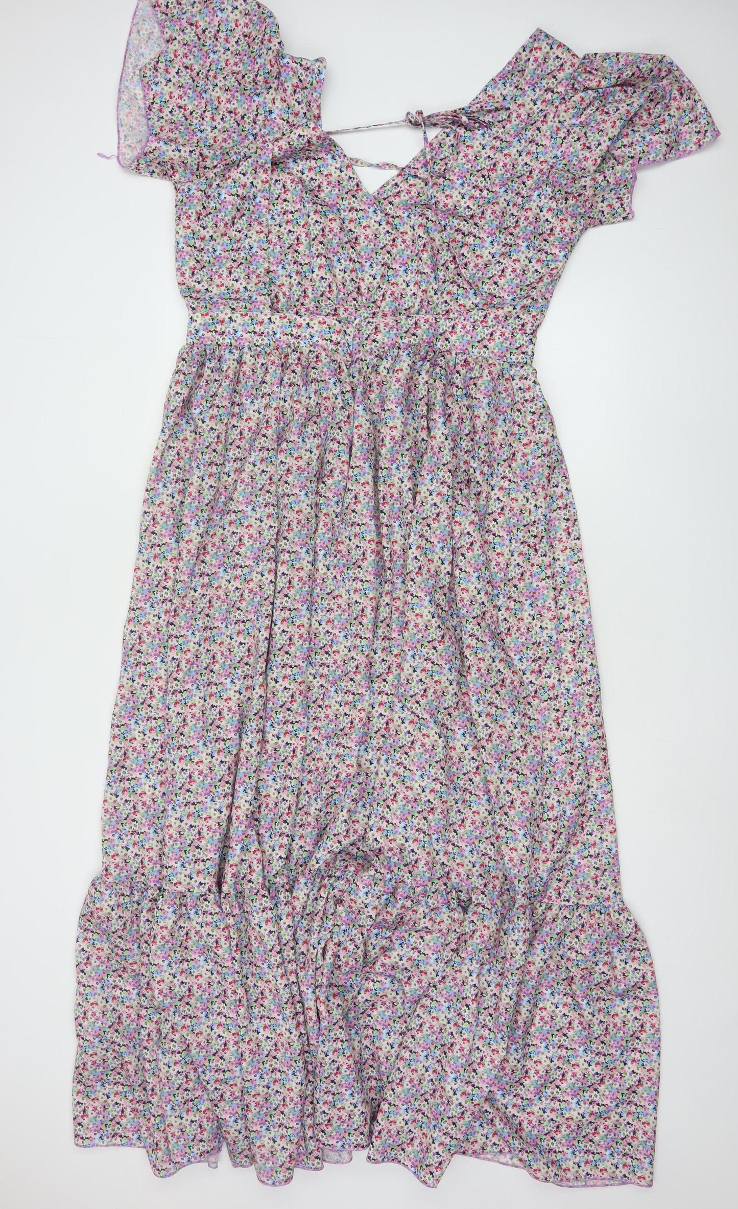 Boohoo Women’s Multicoloured Floral Midi Wrap Dress Size 16