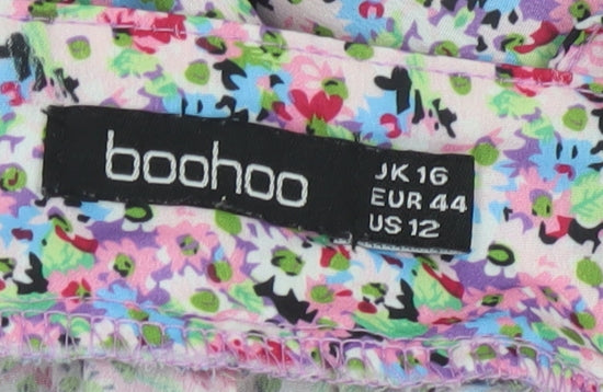Boohoo Women’s Multicoloured Floral Midi Wrap Dress Size 16