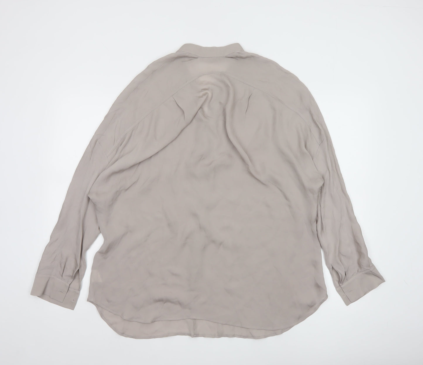 Vince Women’s Beige Silk Long Sleeve Blouse Size L Relaxed Fit