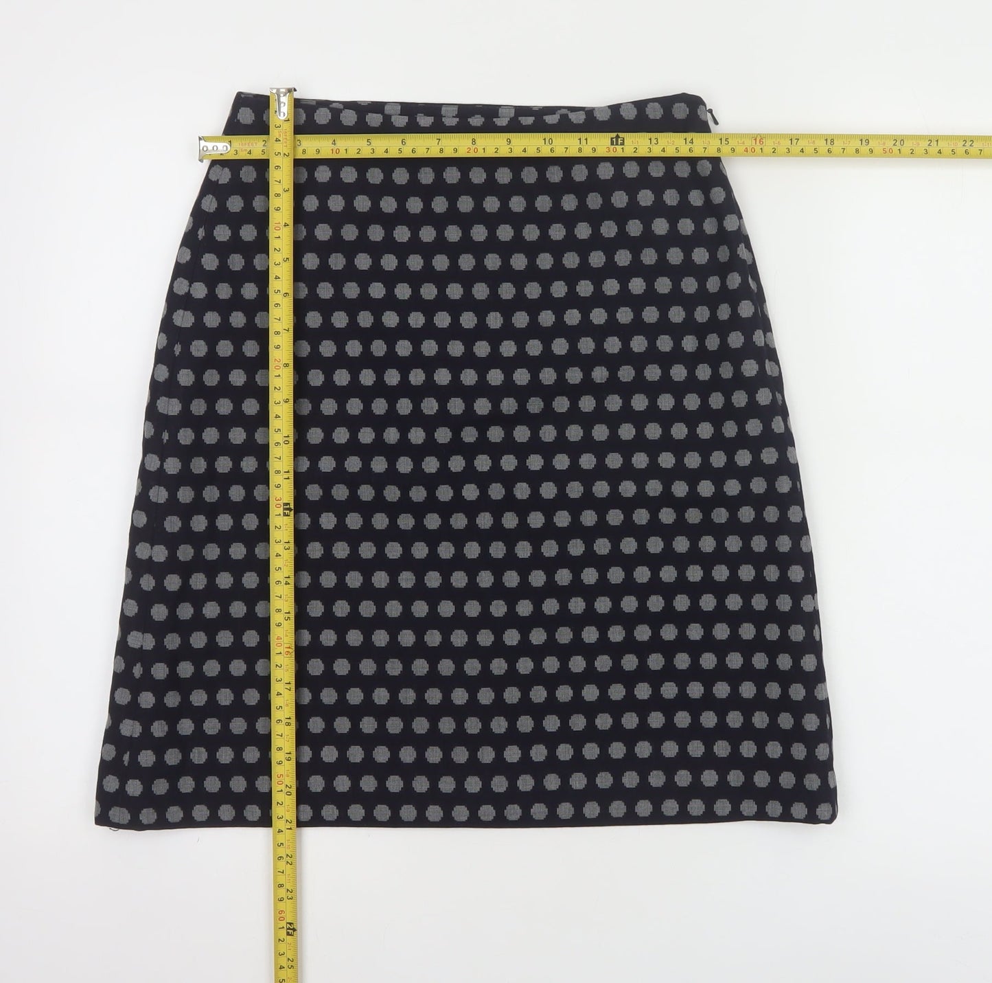 Hobbs Women Blue Polka Dot Wool Blend Pencil Skirt Size 8