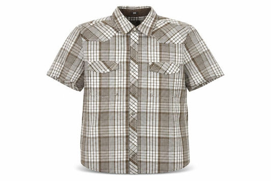 H&M L.O.G.G. Men's Brown Check Cotton Short Sleeve Slim Fit Shirt L