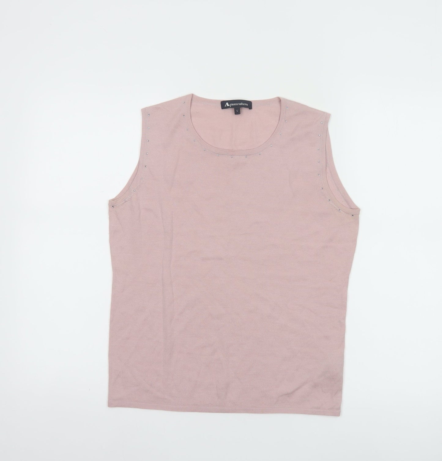 Aquascutum Women Pink Wool Silk Cashmere Sleeveless Tank L
