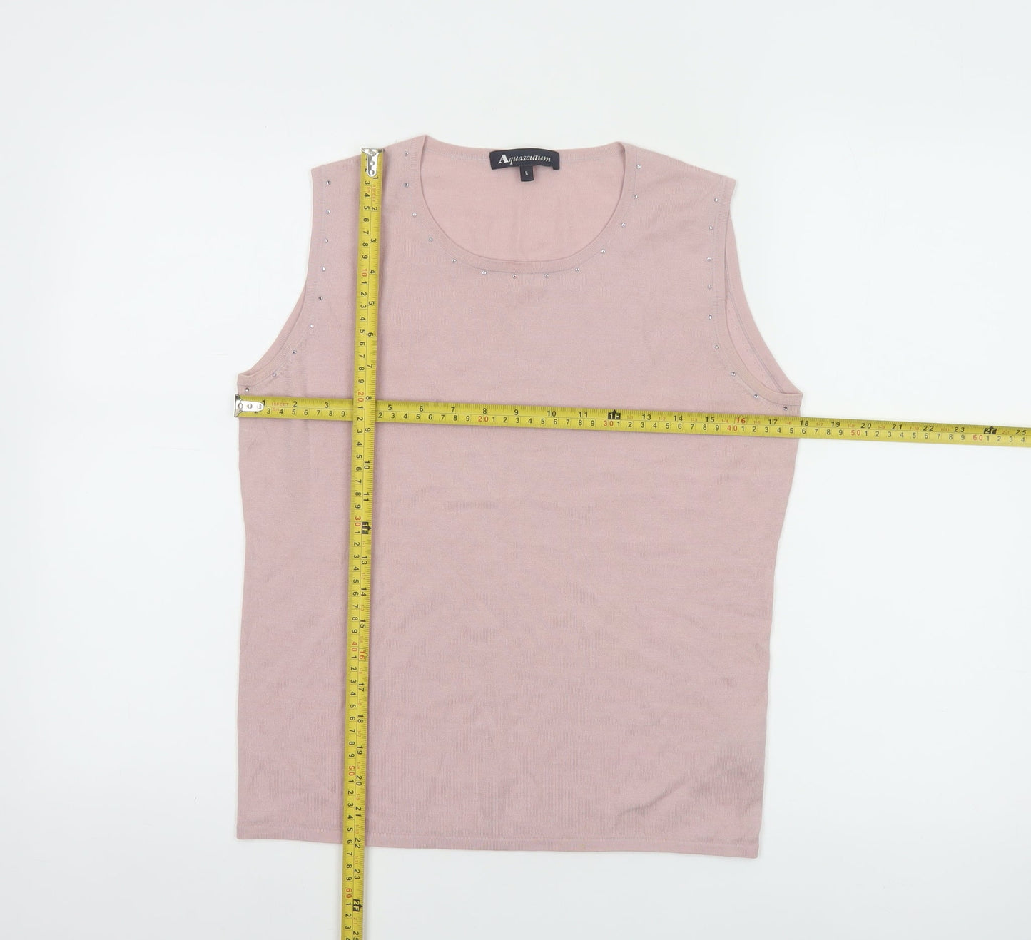 Aquascutum Women Pink Wool Silk Cashmere Sleeveless Tank L