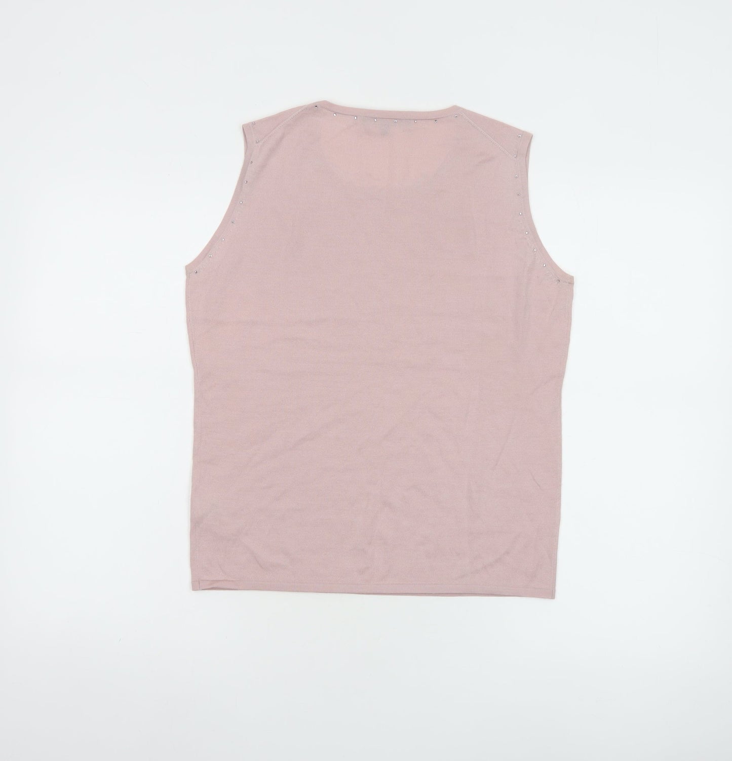 Aquascutum Women Pink Wool Silk Cashmere Sleeveless Tank L
